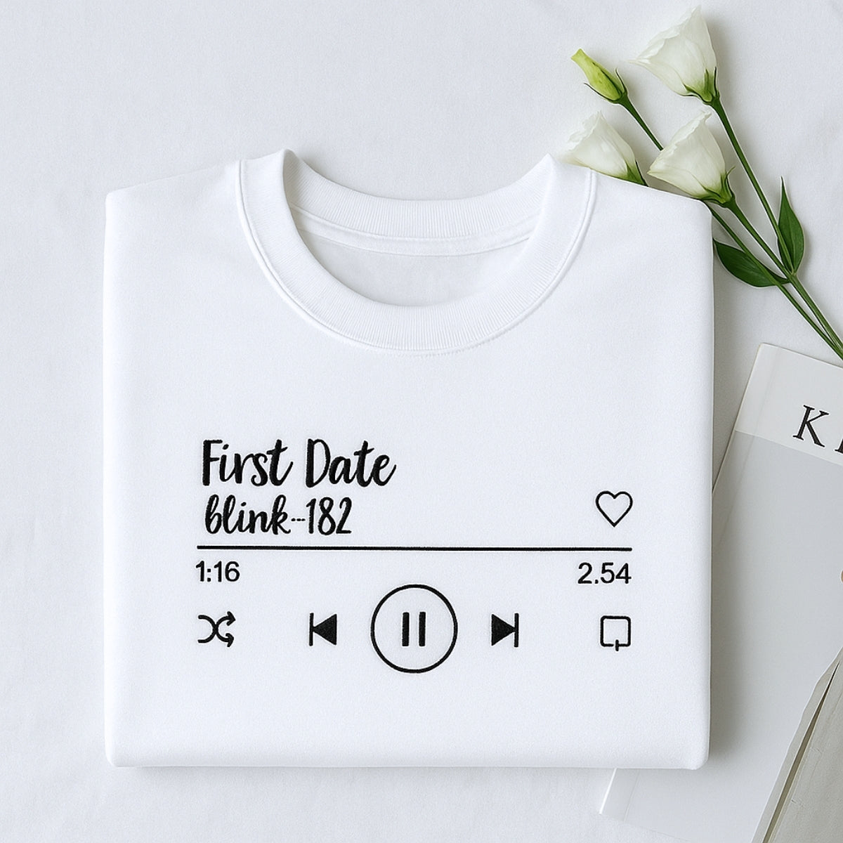 First Date Song Hoodies - Custom Couple Music Player Embroidered Sweatshirts - Anniversary Gift