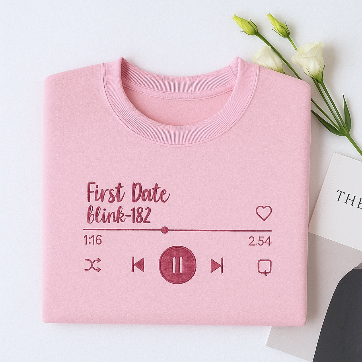 First Date Song Hoodies - Custom Couple Music Player Embroidered Sweatshirts - Anniversary Gift