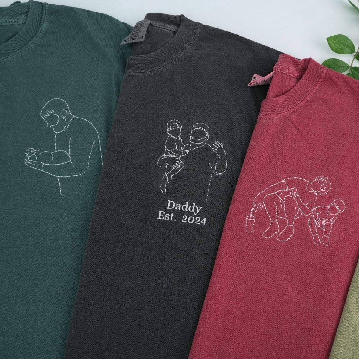 Girl Dad Custom T-Shirt - Father Daughter Outline Embroidered Shirt - Perfect Dad Gift