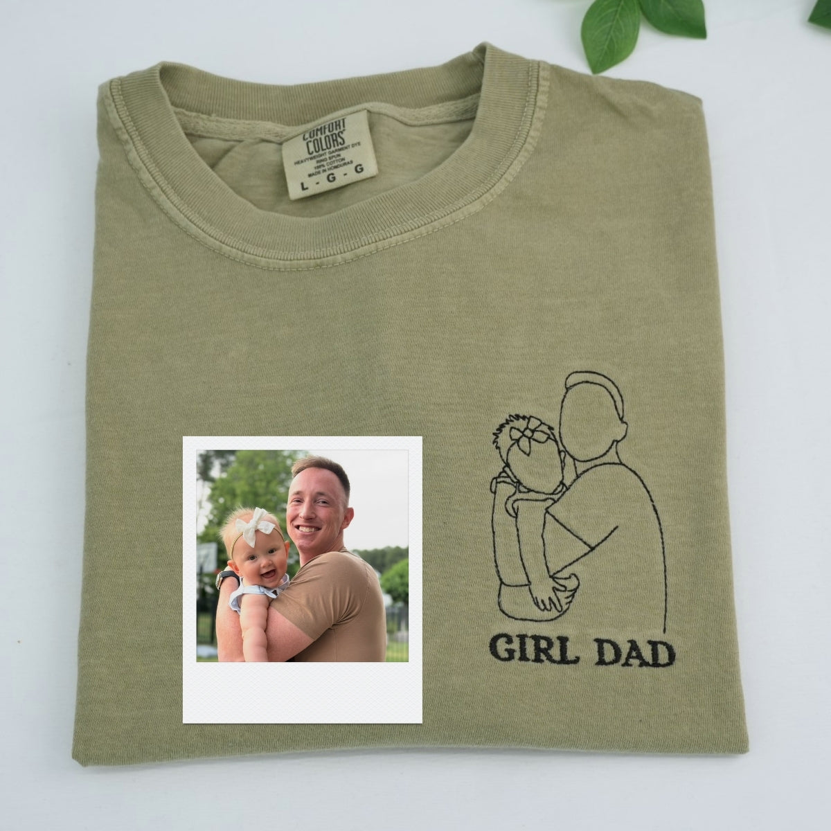 Girl Dad Custom T-Shirt - Father Daughter Outline Embroidered Shirt - Perfect Dad Gift
