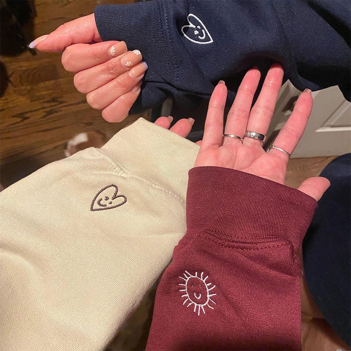 Good Vibes Custom Child Artwork Embroidered Sweatshirts - Kids Drawing to Embroidery - Positive Vibes Gift