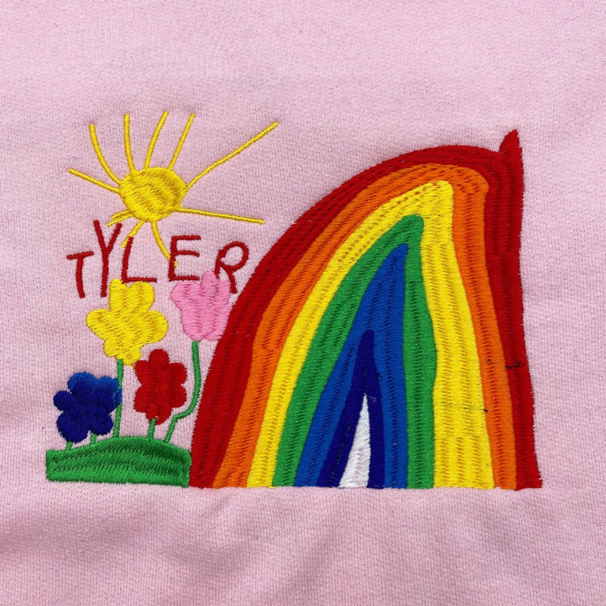 Good Vibes Custom Child Artwork Embroidered Sweatshirts - Kids Drawing to Embroidery - Positive Vibes Gift