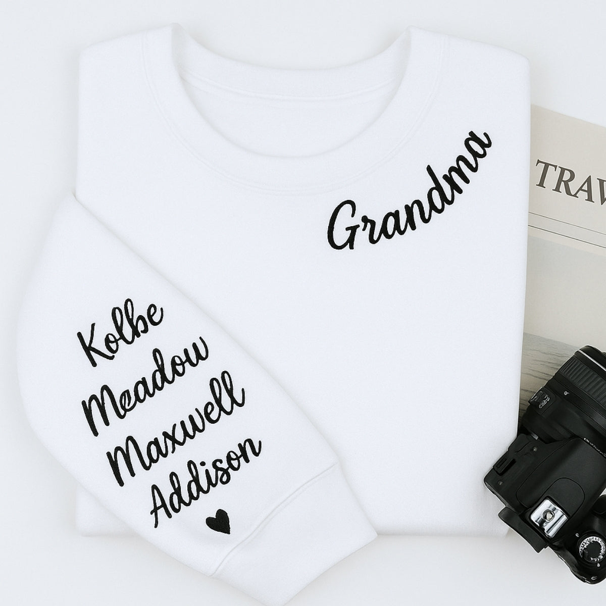 Grandma Crew Neck Sweatshirts - Personalized Grandchildren Names Embroidered - Perfect Mother's Day Gift