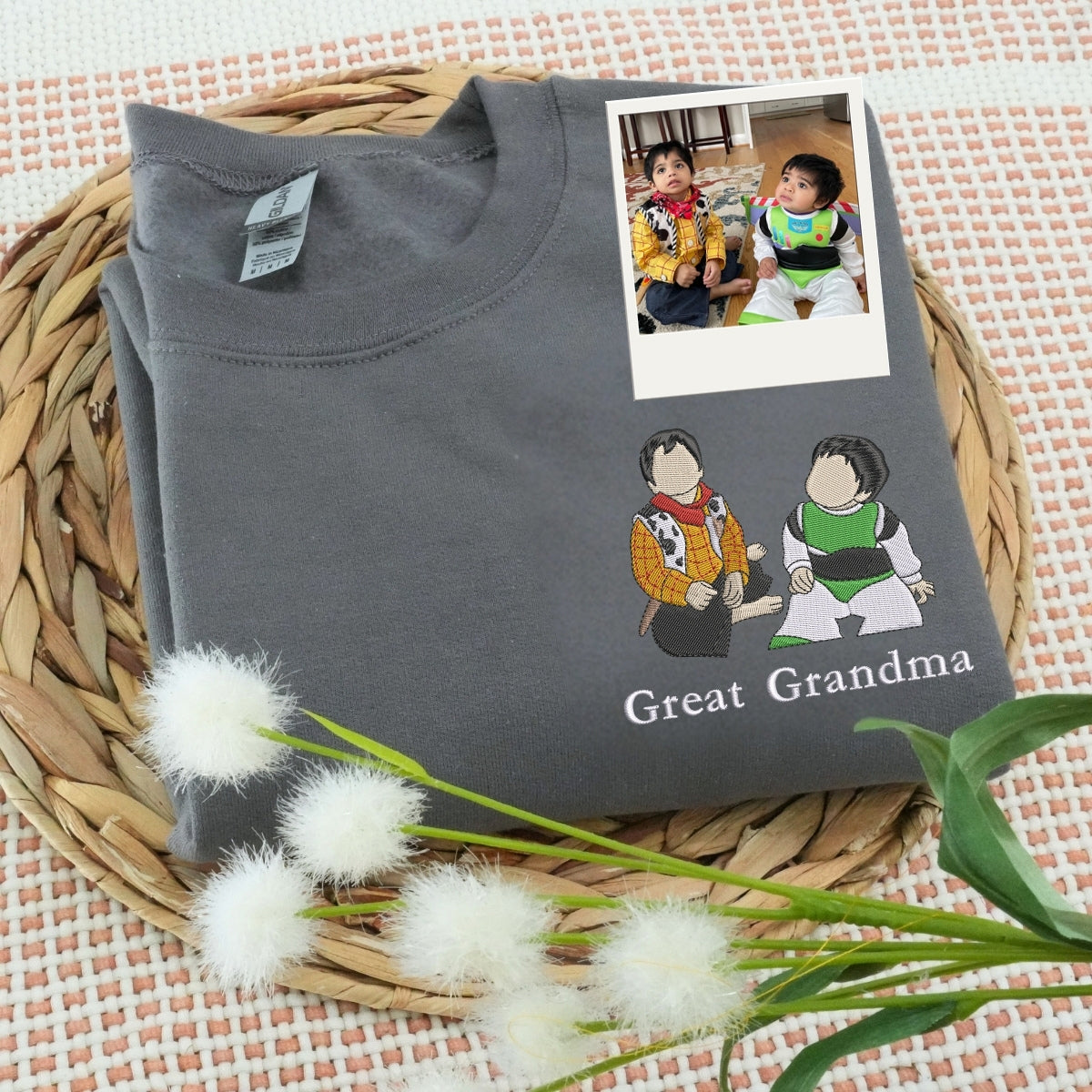 Grandma Custom Family Portrait Hoodie - Personalized Embroidered Sweatshirt - Perfect Grandmother Gift