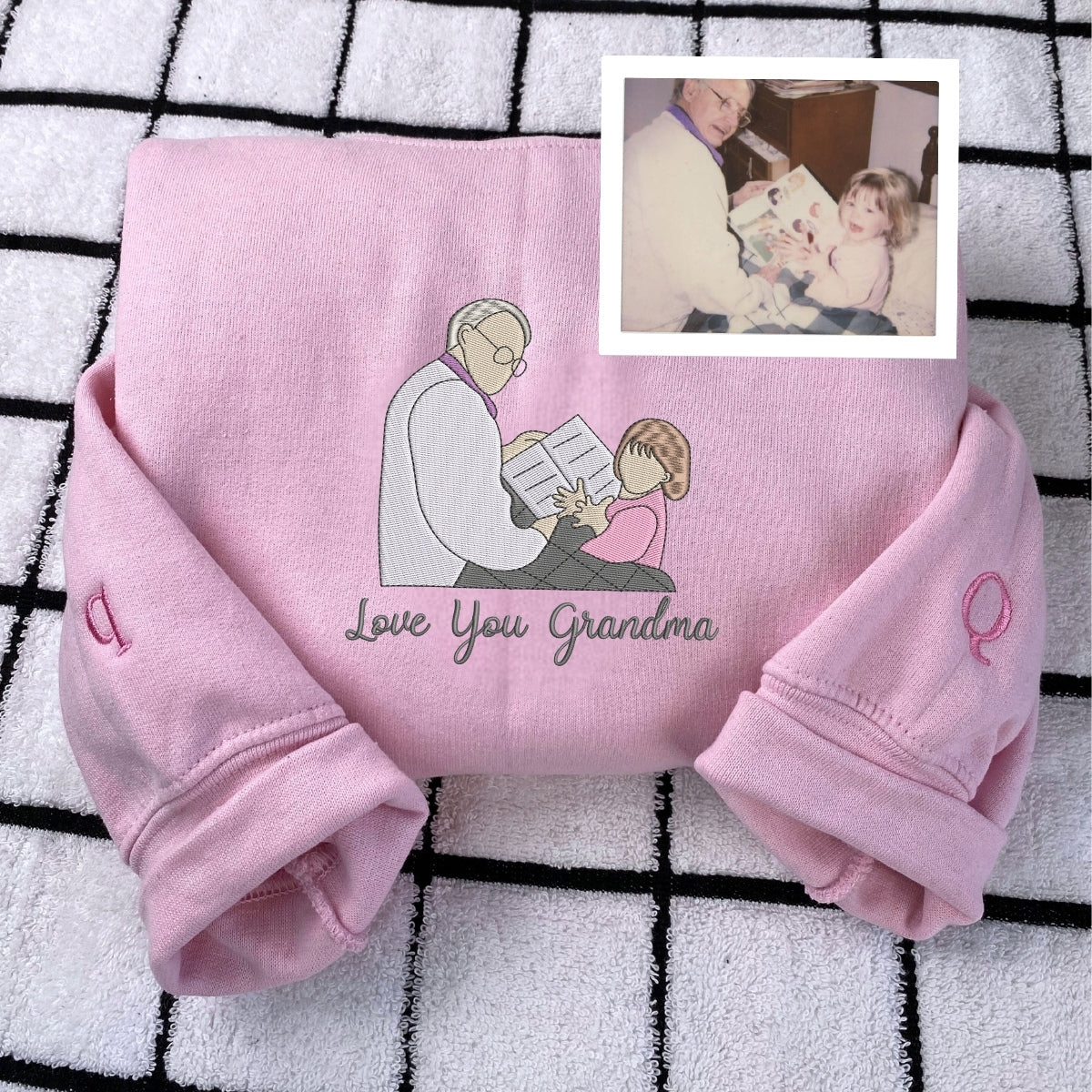 Grandma Custom Family Portrait Hoodie - Personalized Embroidered Sweatshirt - Perfect Grandmother Gift