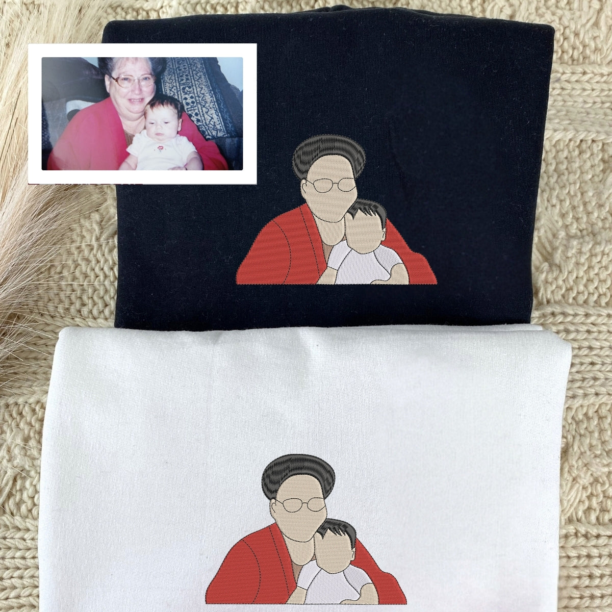 Grandma Custom Family Portrait Hoodie - Personalized Embroidered Sweatshirt - Perfect Grandmother Gift