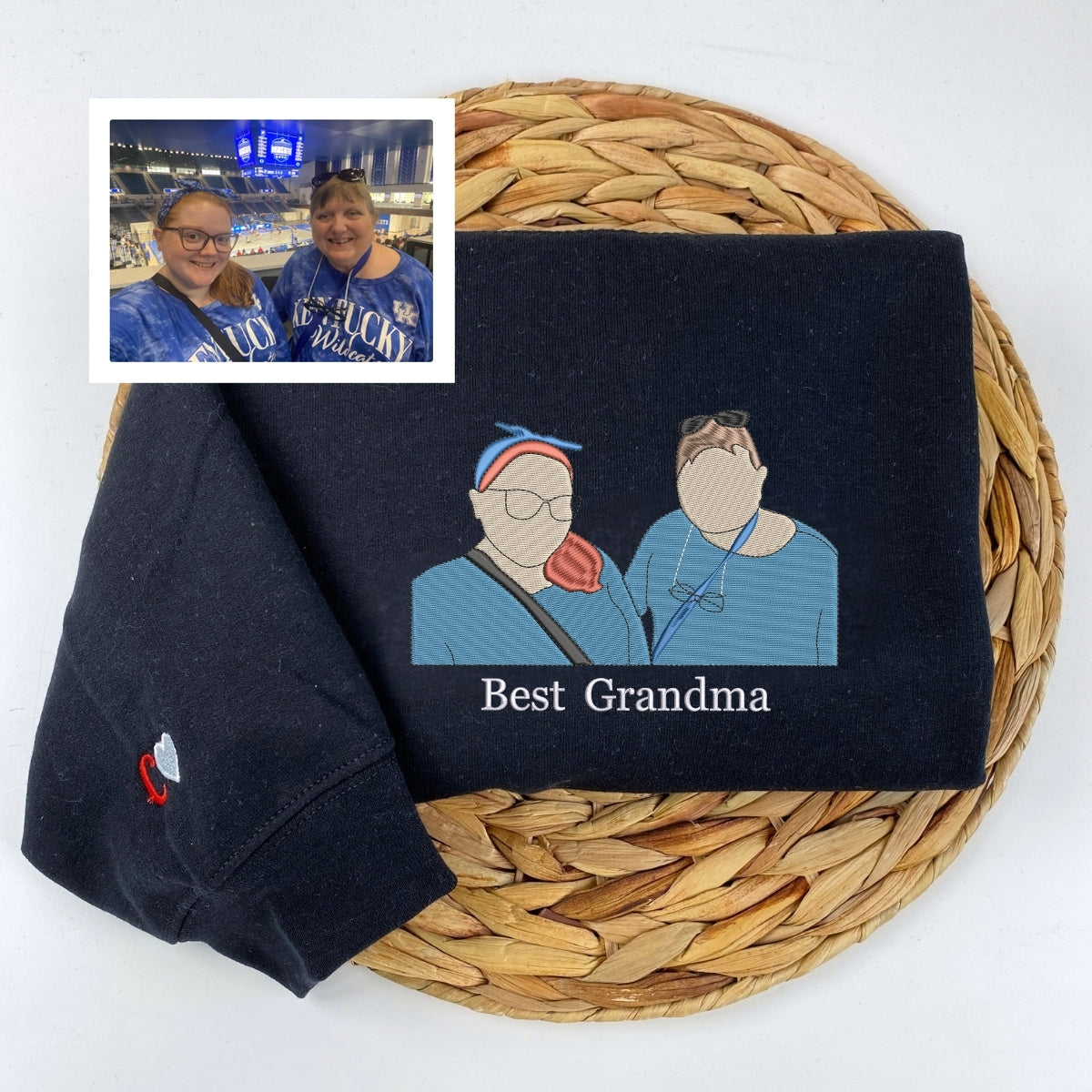 Grandma Custom Family Portrait Hoodie - Personalized Embroidered Sweatshirt - Perfect Grandmother Gift