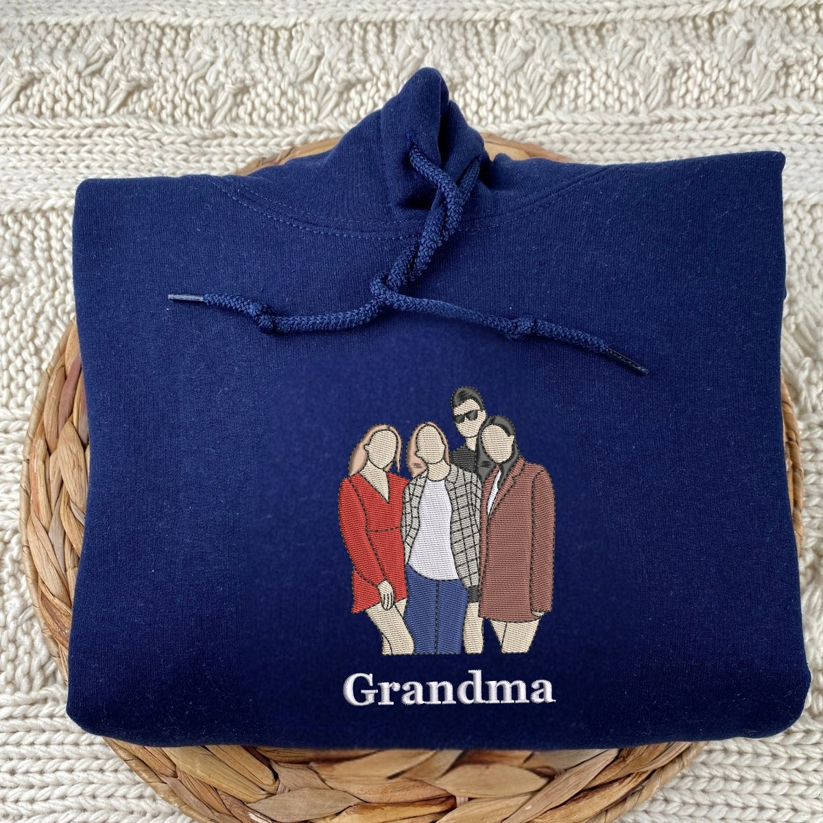 Grandma Memorial Custom Hoodies - Forever In Your Heart Portrait Embroidery - Remembrance Gift