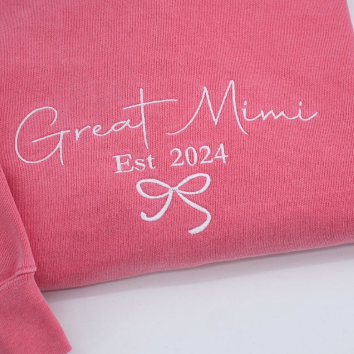 Great Mimi Custom Hoodie - Grandma Embroidered Sweatshirt - Perfect New Grandmother Gift