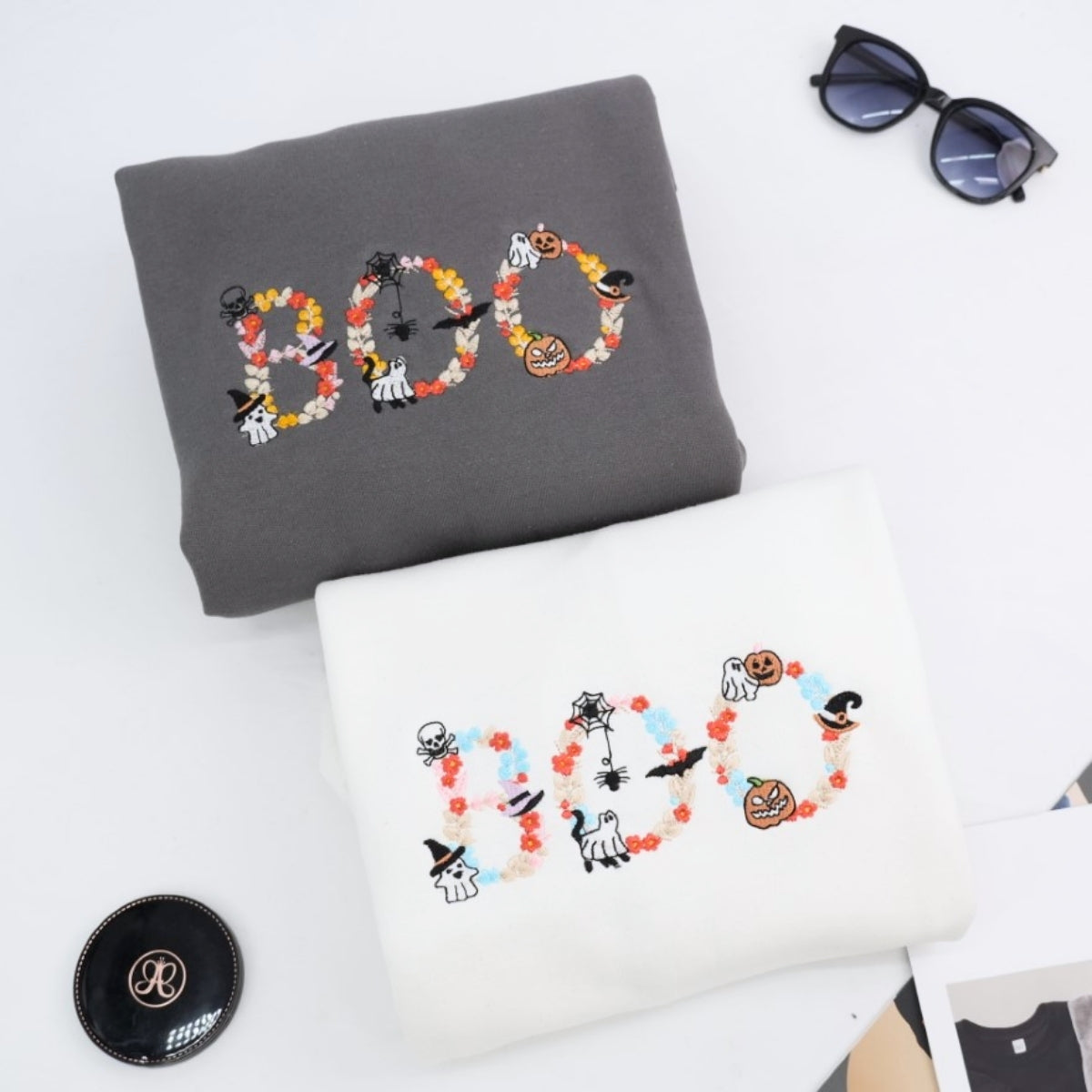 Individuell bestickte Engel- und Dämonenkatze-Kapuzenpullover für Paare