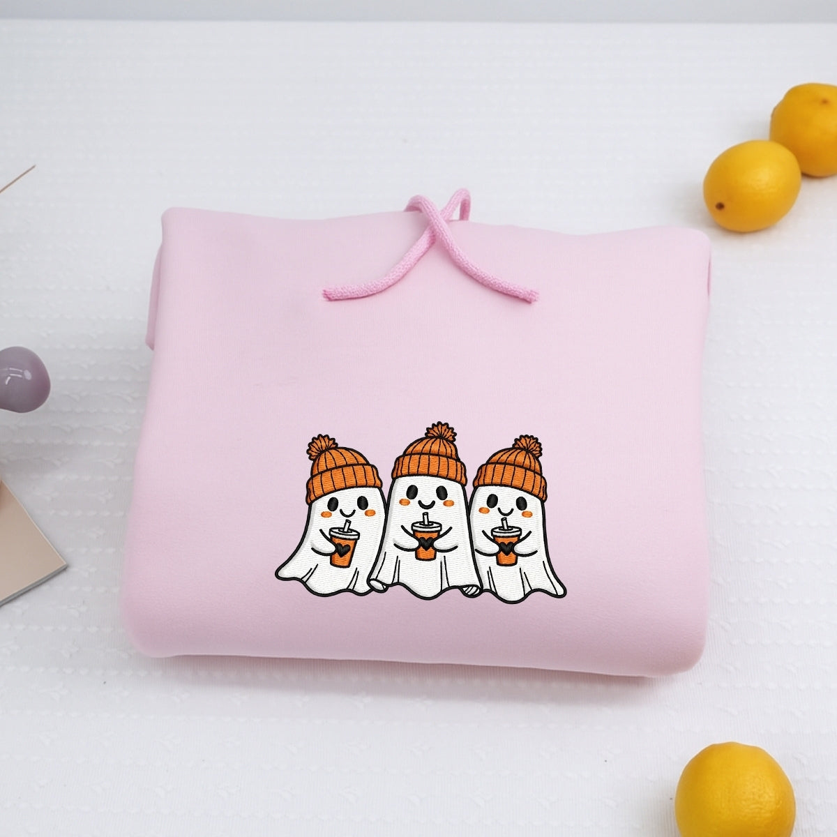 Halloween Coffee Ghost Hoodies - Cute Spooky Ghosts Coffee Lovers Embroidered Sweatshirts - Perfect Halloween Gift