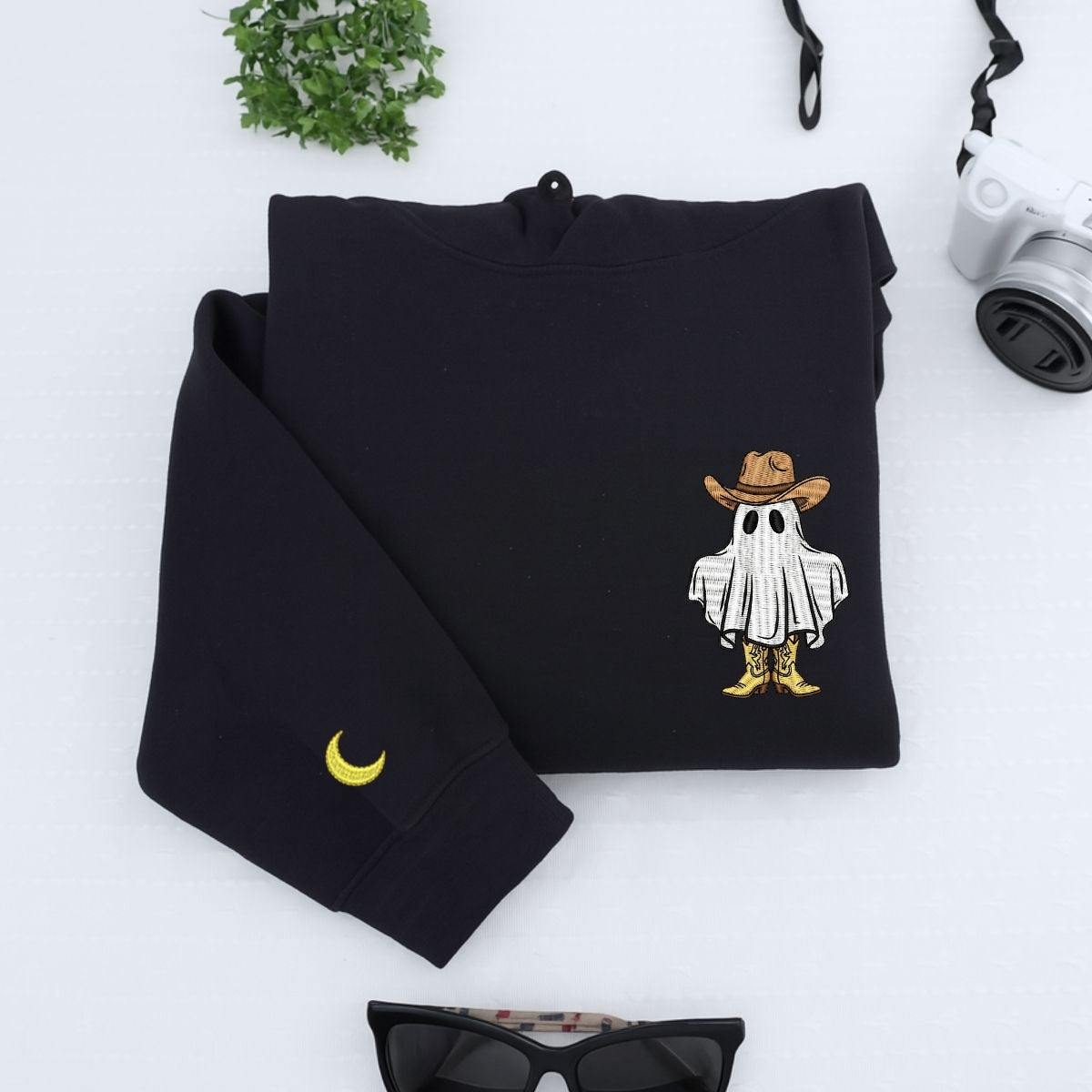 Halloween Cowboy Ghost Hoodies - Western Spooky Embroidered Sweatshirts - Perfect Halloween Gift