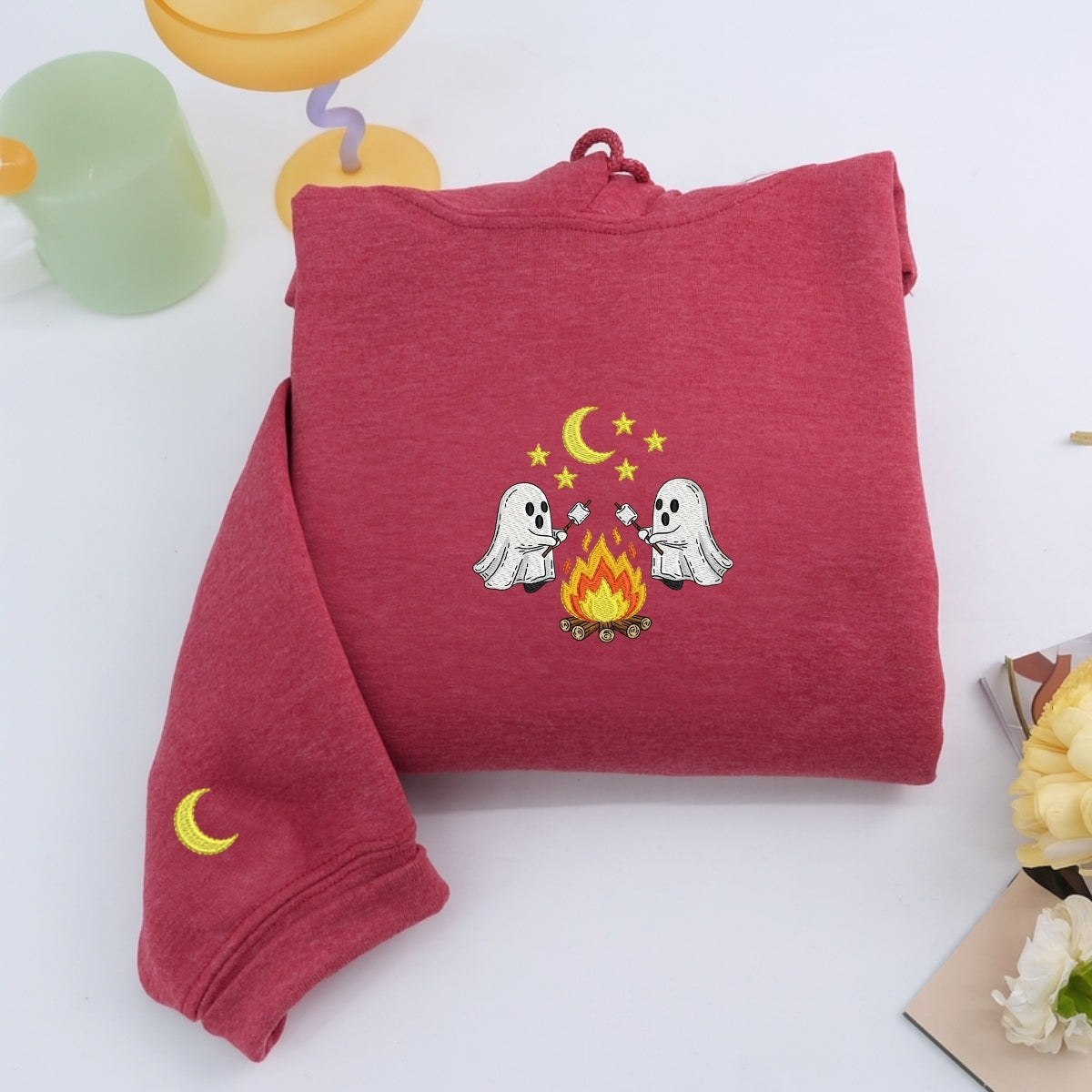 Individuell bestickte Engel- und Dämonenkatze-Kapuzenpullover für Paare