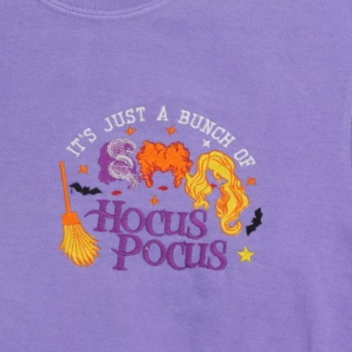 Halloween Witch Sisters Custom T-Shirts - Cropped Embroidered Tees - Perfect Spooky Season Gift