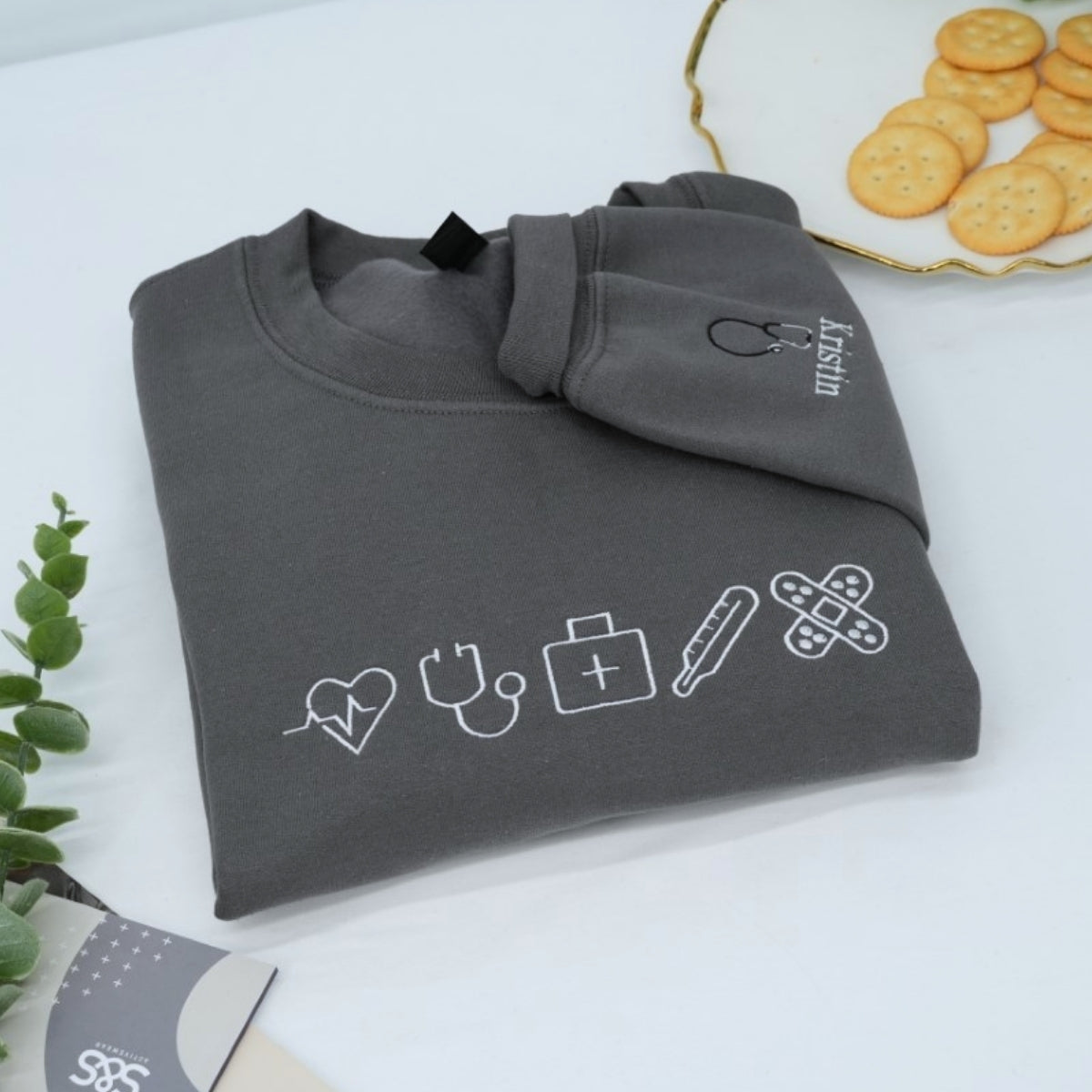 Healthcare Worker Custom Sweatshirts - Medical Professional Embroidered Icons - Nurse Doctor Gift