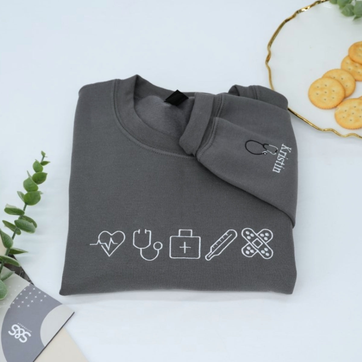 Healthcare Worker Custom Sweatshirts - Medical Professional Embroidered Icons - Nurse Doctor Gift