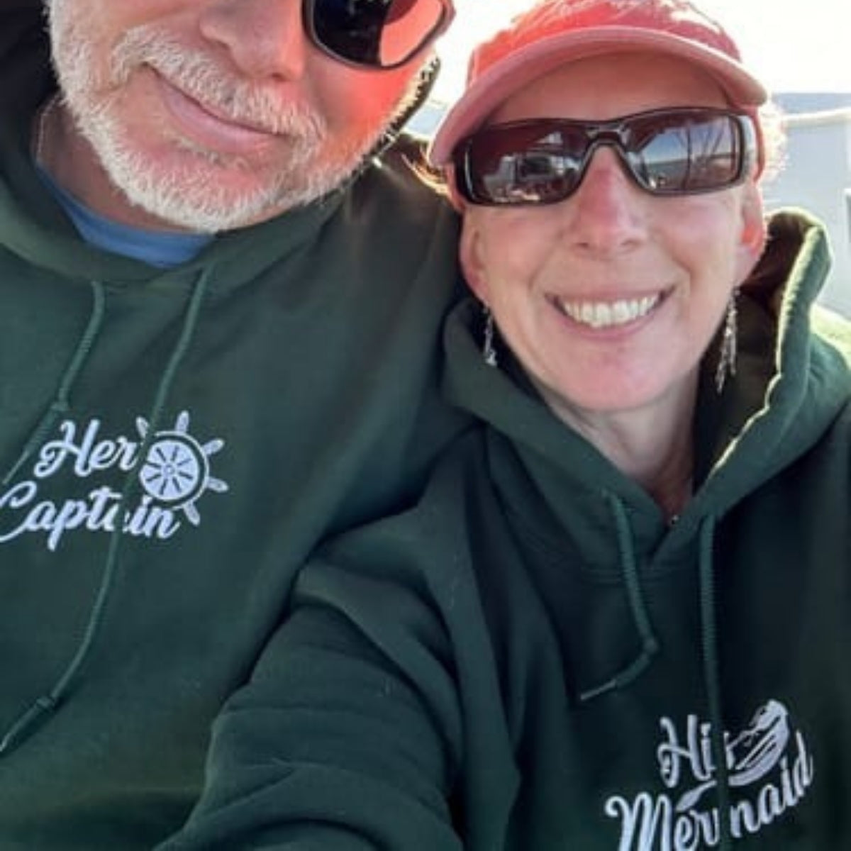His Mermaid Her Captain Custom Embroidered Matching Hoodies For Couples
