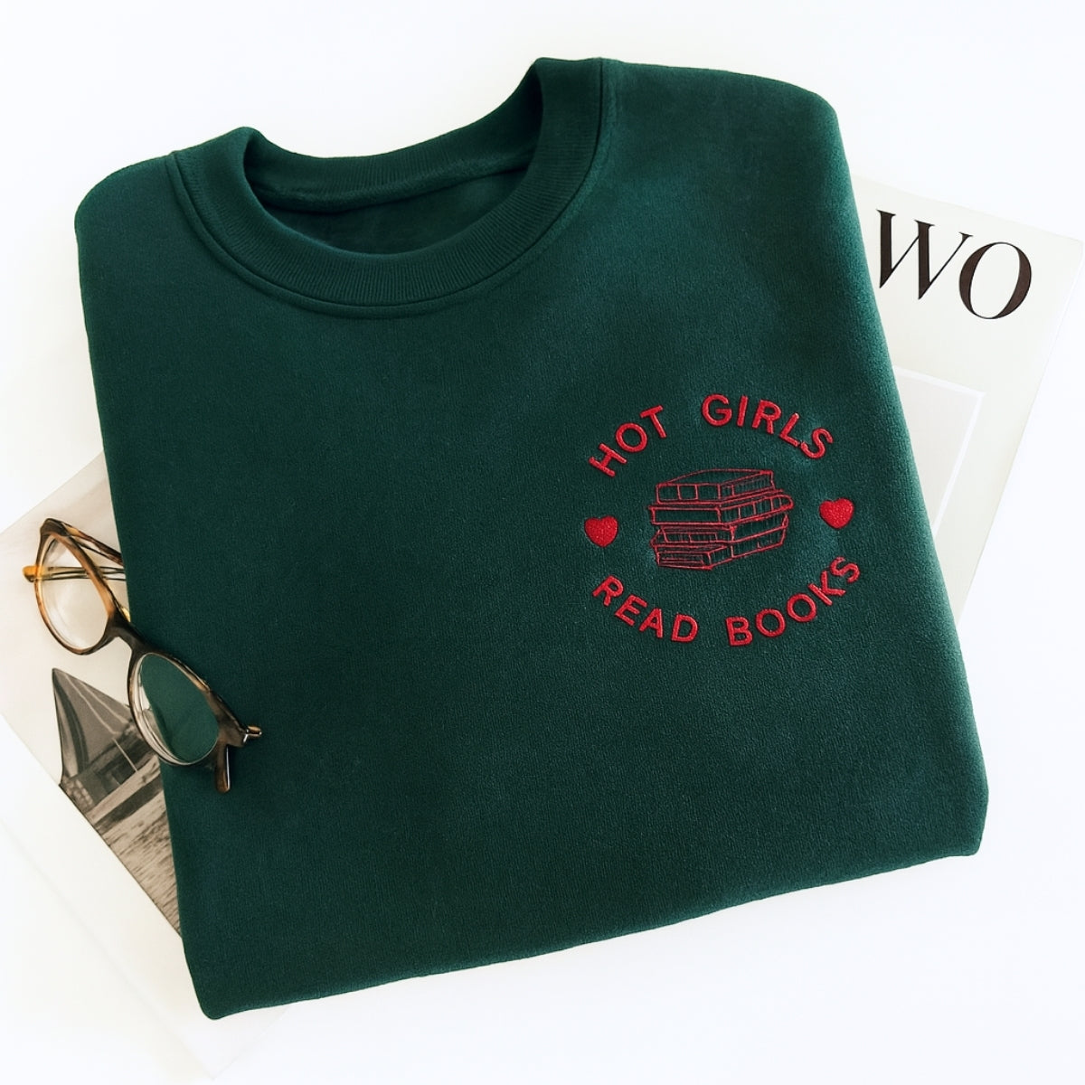 Hot Girls Read Books Hoodies - Empowered Book Lover Embroidered Sweatshirts - Confident Reading Gift