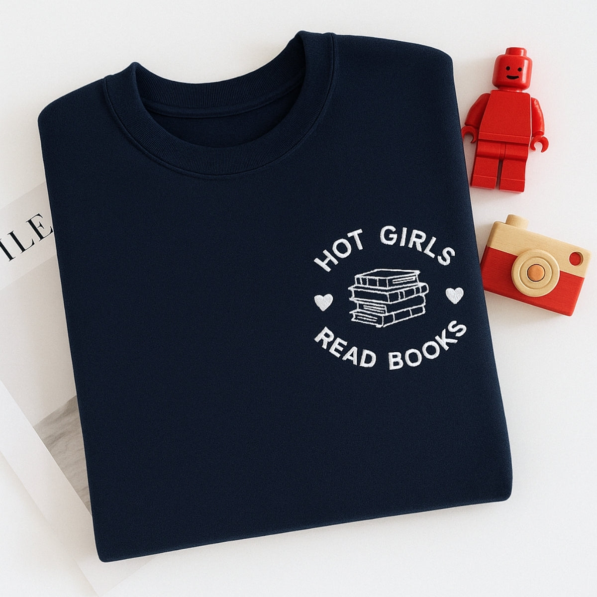 Hot Girls Read Books Hoodies - Empowered Book Lover Embroidered Sweatshirts - Confident Reading Gift
