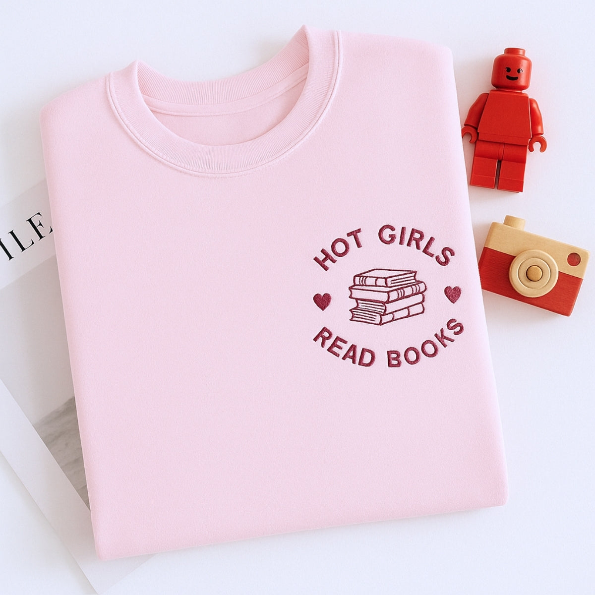 Hot Girls Read Books Hoodies - Empowered Book Lover Embroidered Sweatshirts - Confident Reading Gift