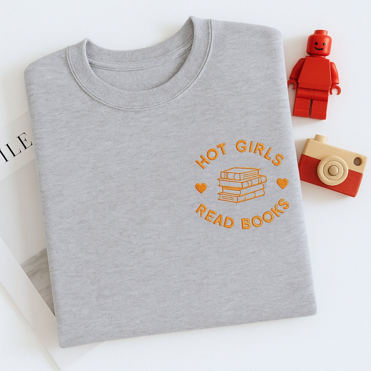 Hot Girls Read Books Hoodies - Empowered Book Lover Embroidered Sweatshirts - Confident Reading Gift