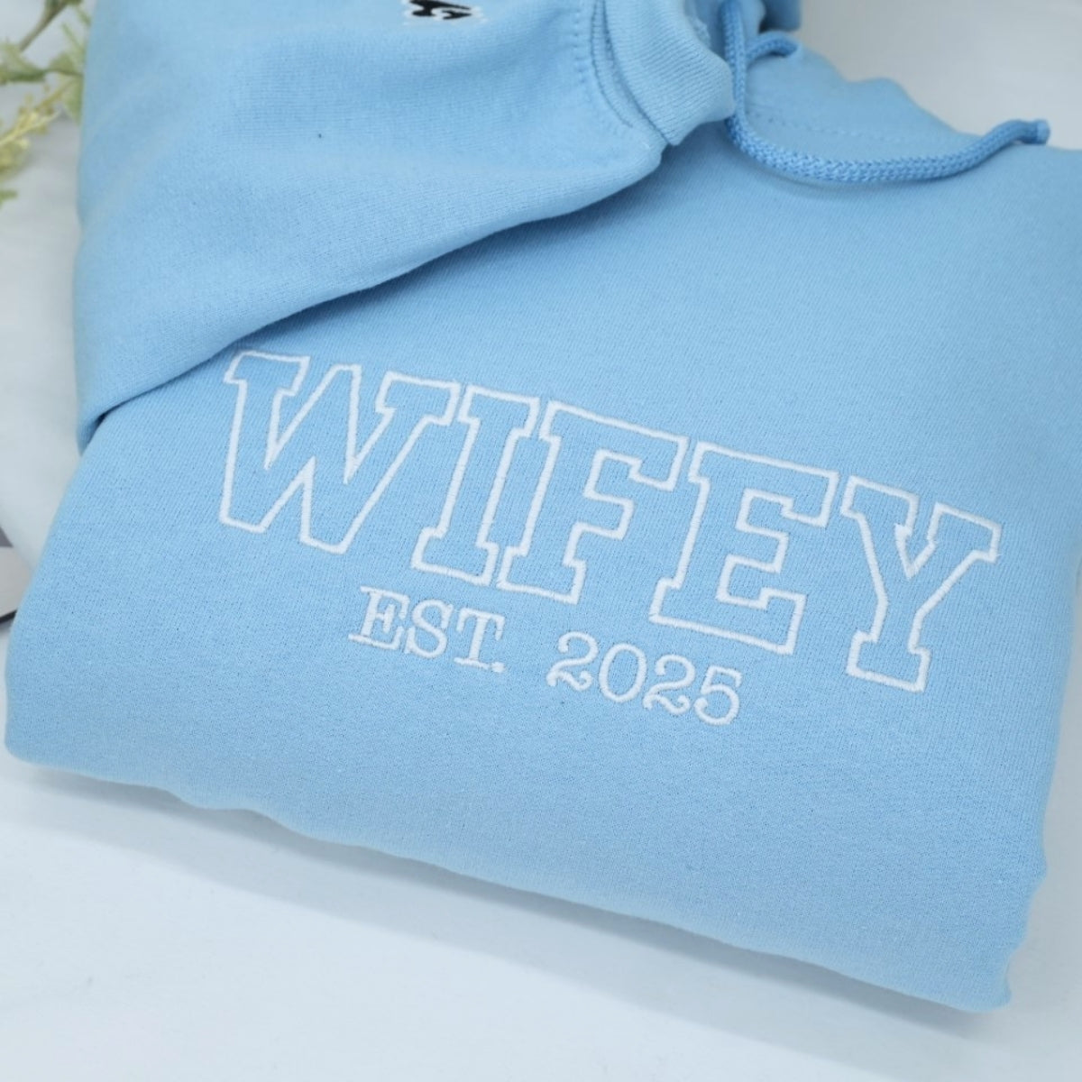Hubby Wifey Custom Hoodies - Matching Embroidered Couples Sweatshirts - Wedding Anniversary Gift