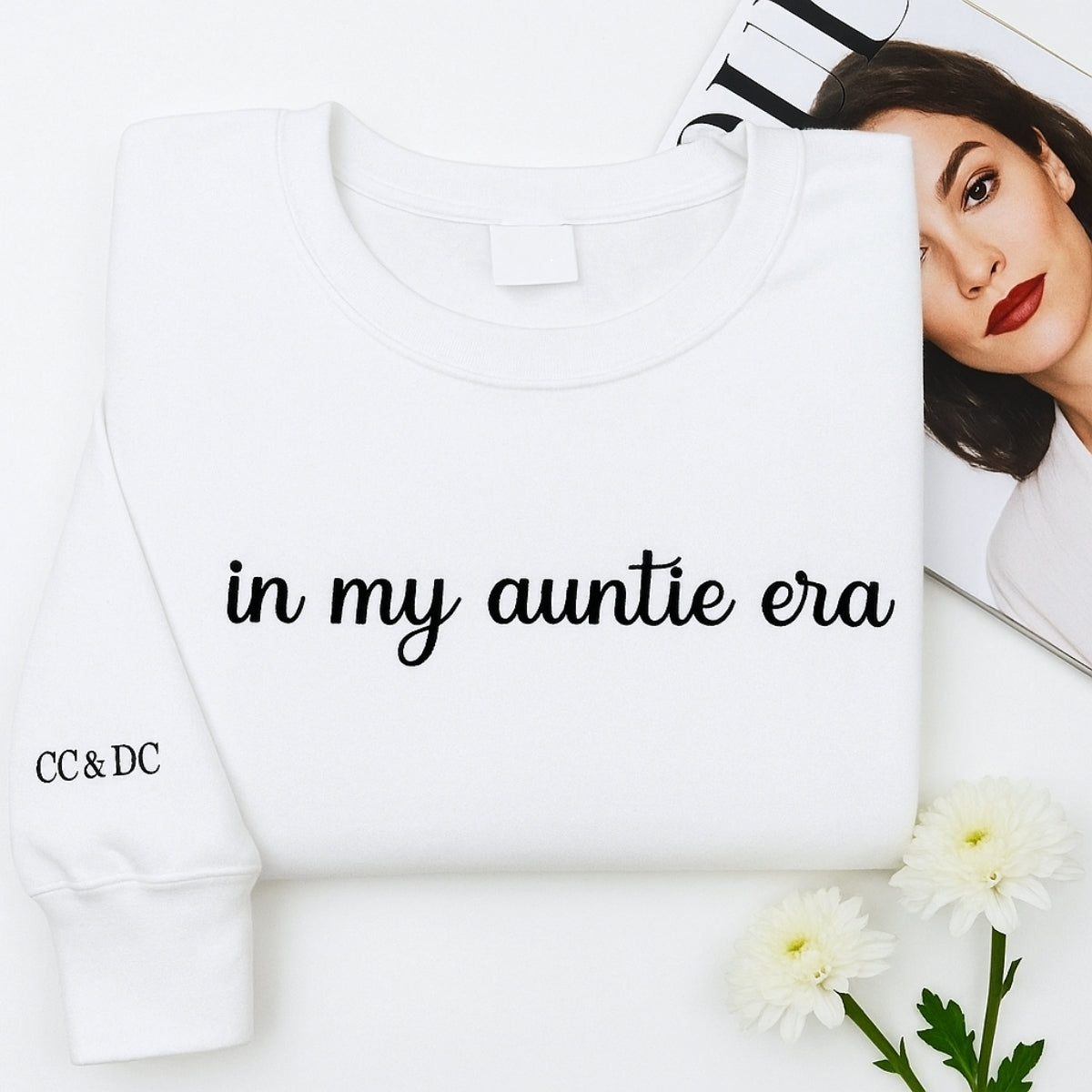 In My Auntie Era Hoodies - Custom Initials Embroidered Sweatshirts - Personalized Aunt Gift