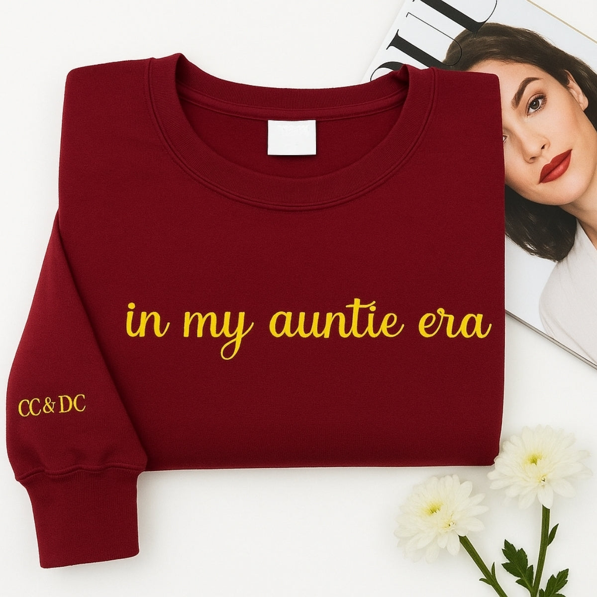 In My Auntie Era Hoodies - Custom Initials Embroidered Sweatshirts - Personalized Aunt Gift