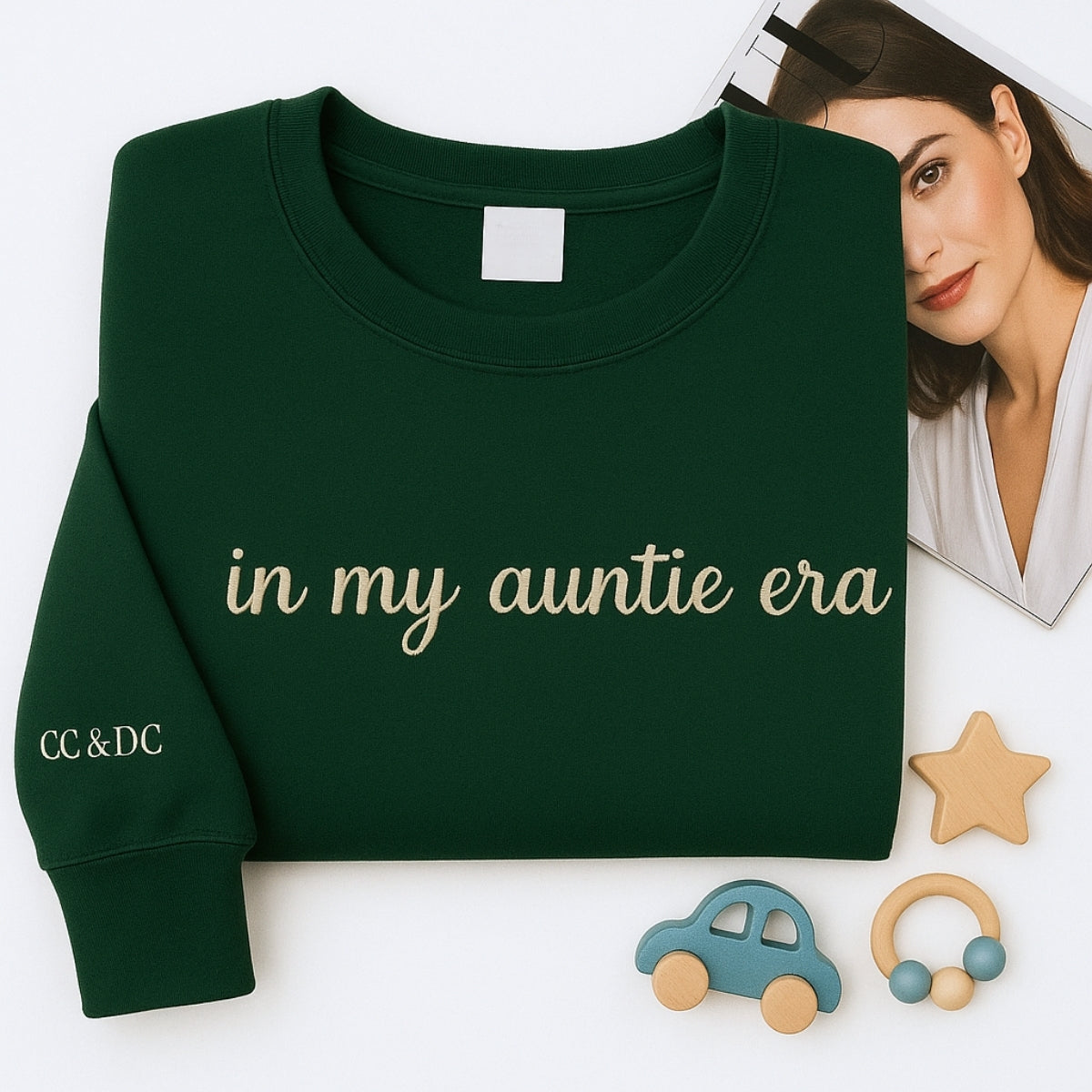 In My Auntie Era Hoodies - Custom Initials Embroidered Sweatshirts - Personalized Aunt Gift