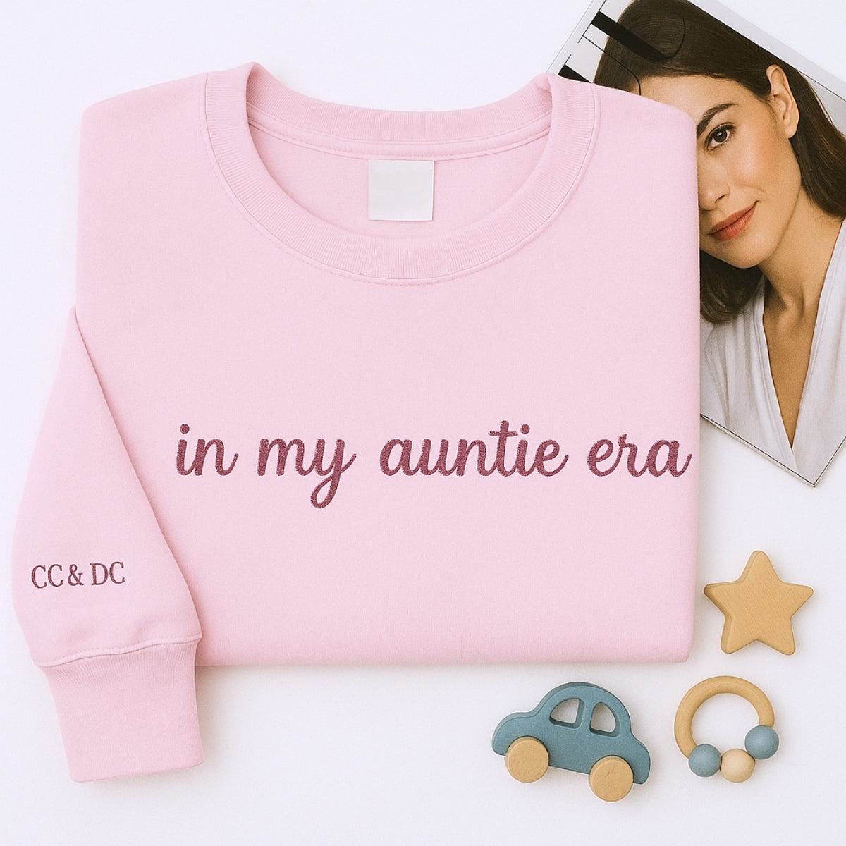 In My Auntie Era Hoodies - Custom Initials Embroidered Sweatshirts - Personalized Aunt Gift
