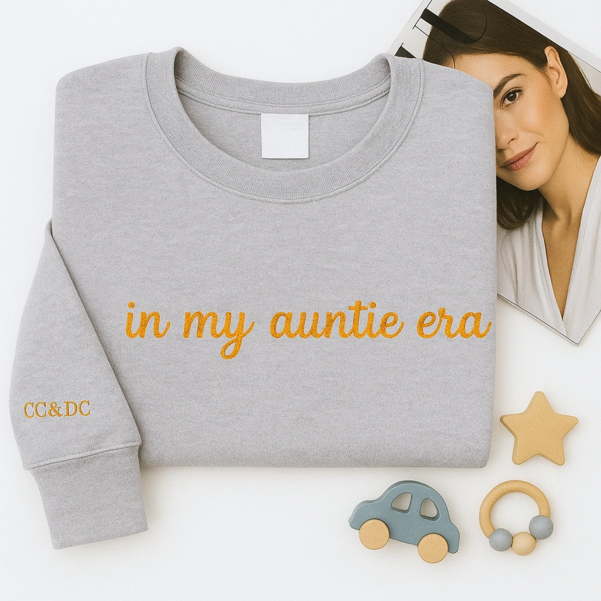 In My Auntie Era Hoodies - Custom Initials Embroidered Sweatshirts - Personalized Aunt Gift