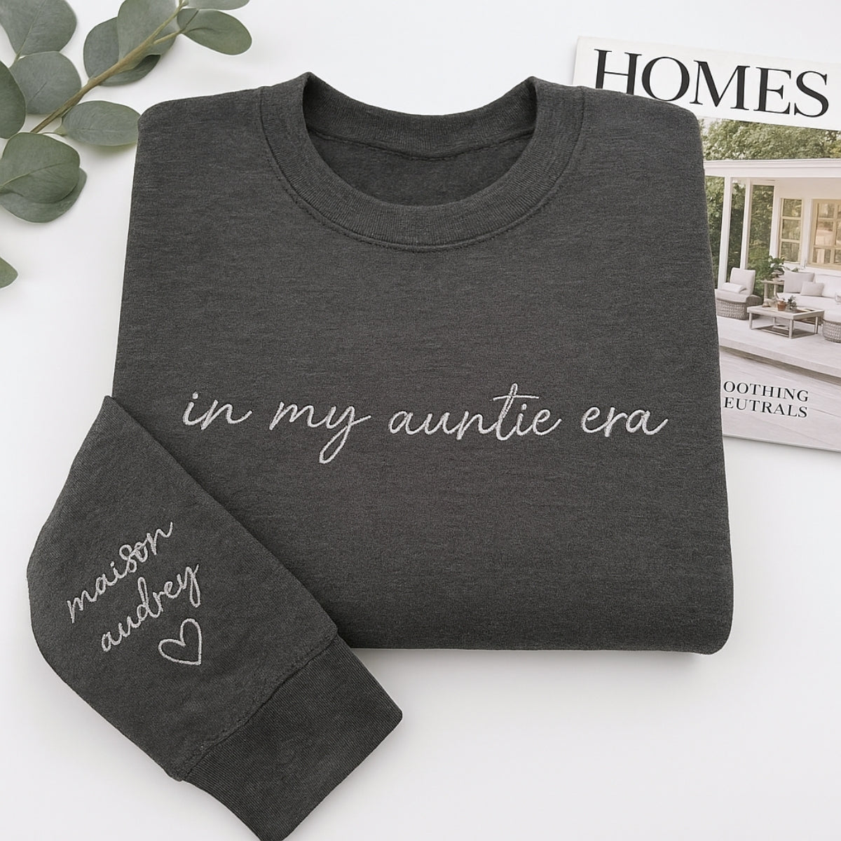 In My Auntie Era Hoodies - Personalized Aunt Name Embroidered Sweatshirts - New Aunt Gift