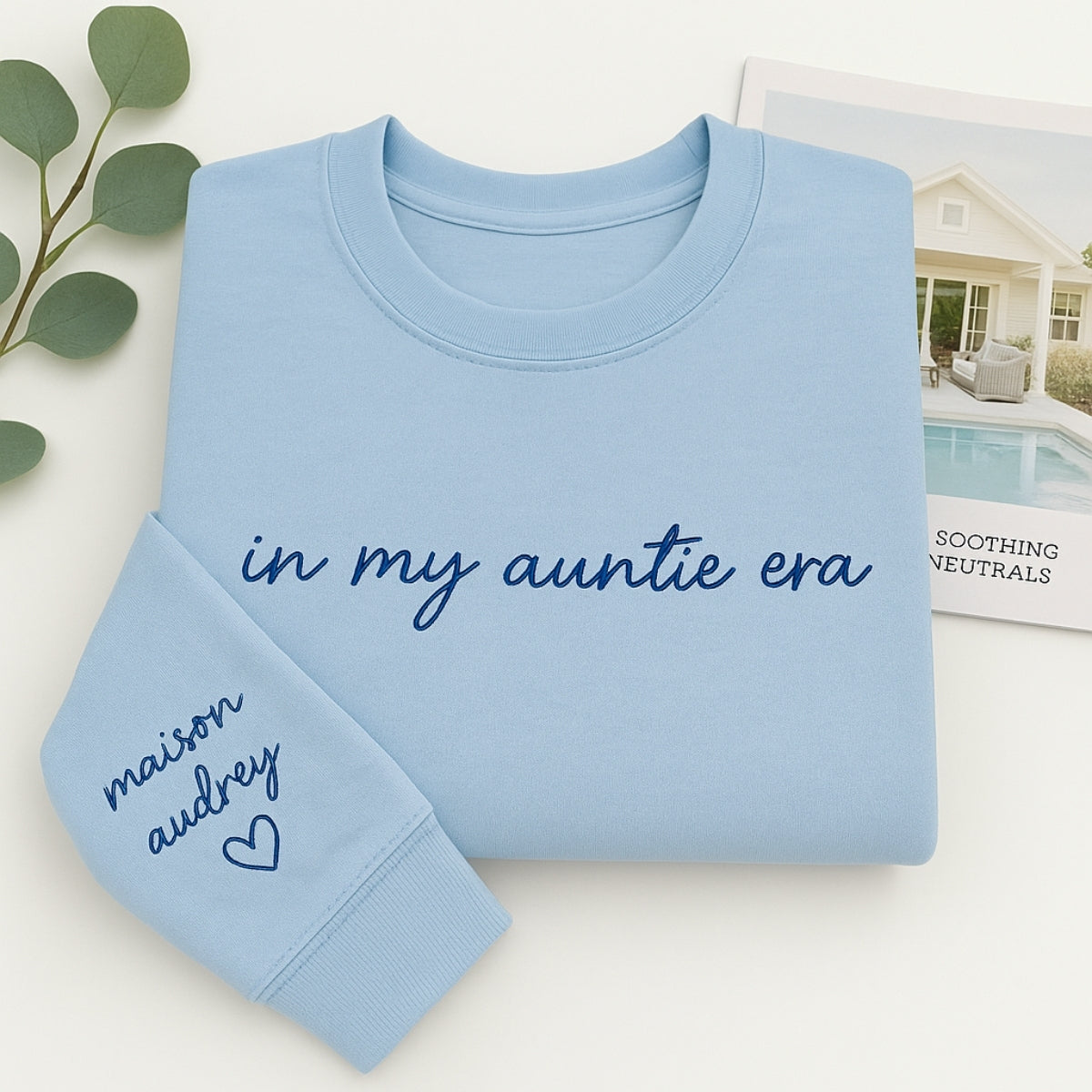 In My Auntie Era Hoodies - Personalized Aunt Name Embroidered Sweatshirts - New Aunt Gift