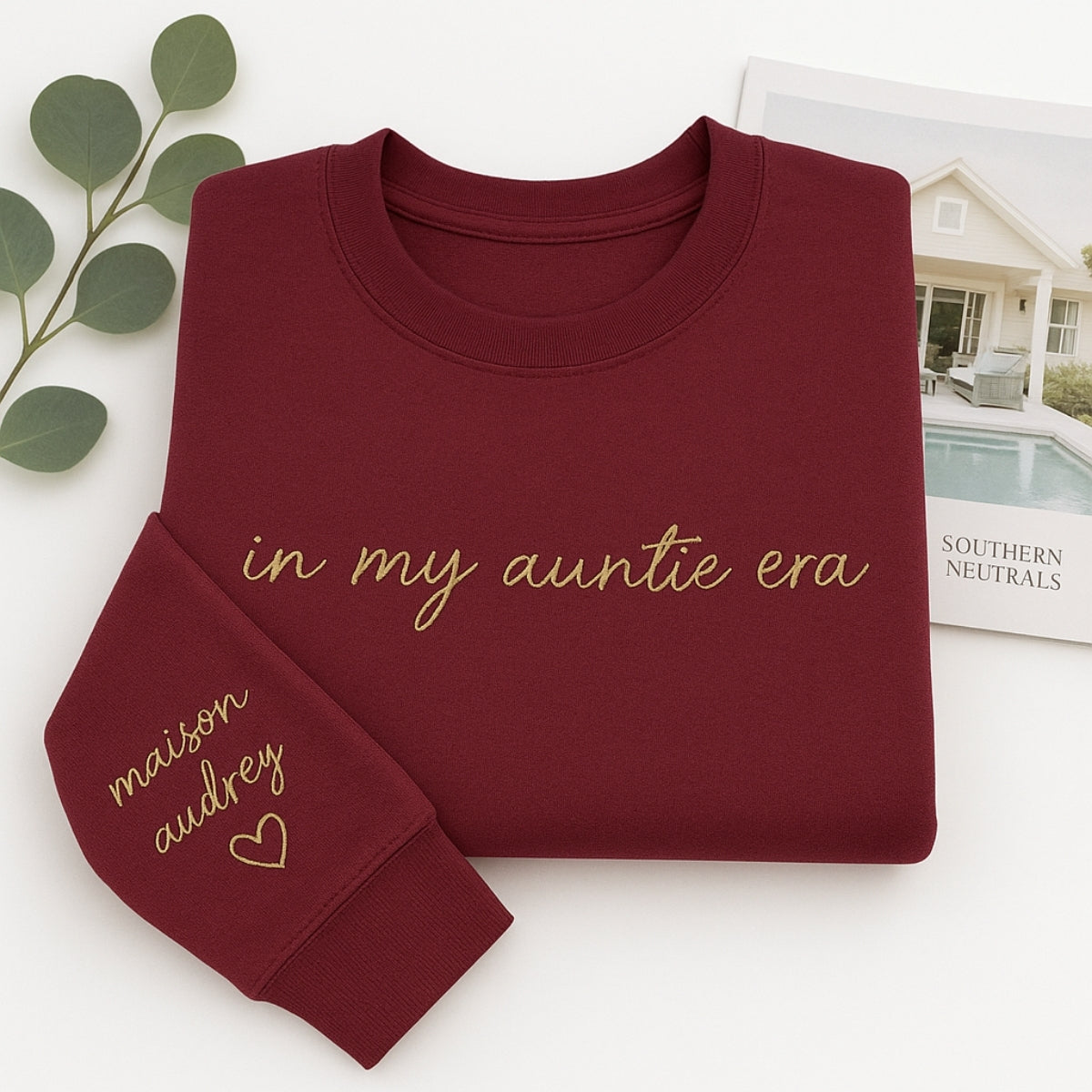In My Auntie Era Hoodies - Personalized Aunt Name Embroidered Sweatshirts - New Aunt Gift