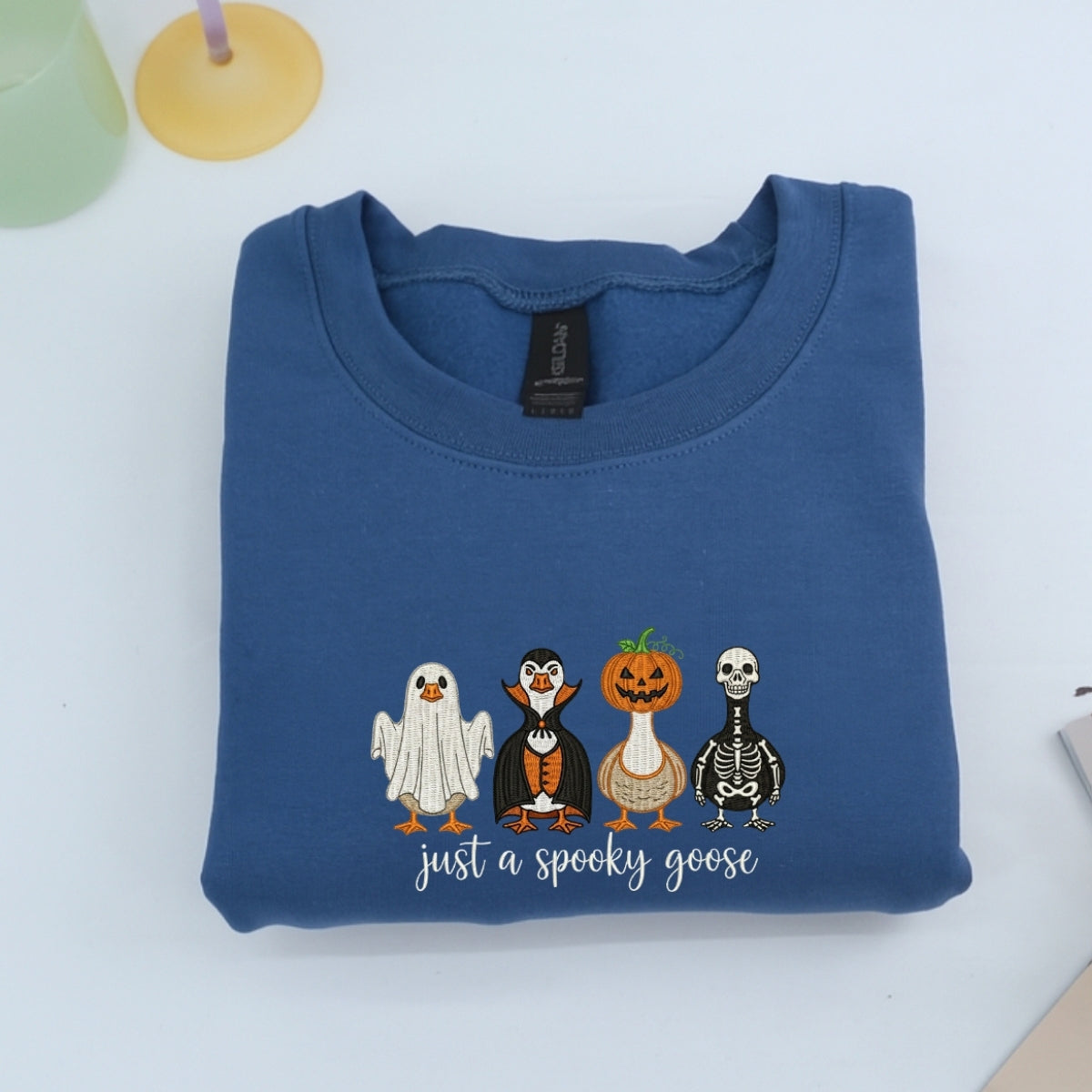 Just A Spooky Goose Custom Sweatshirts - Halloween Geese Embroidered Apparel - Perfect Cute Halloween Gift
