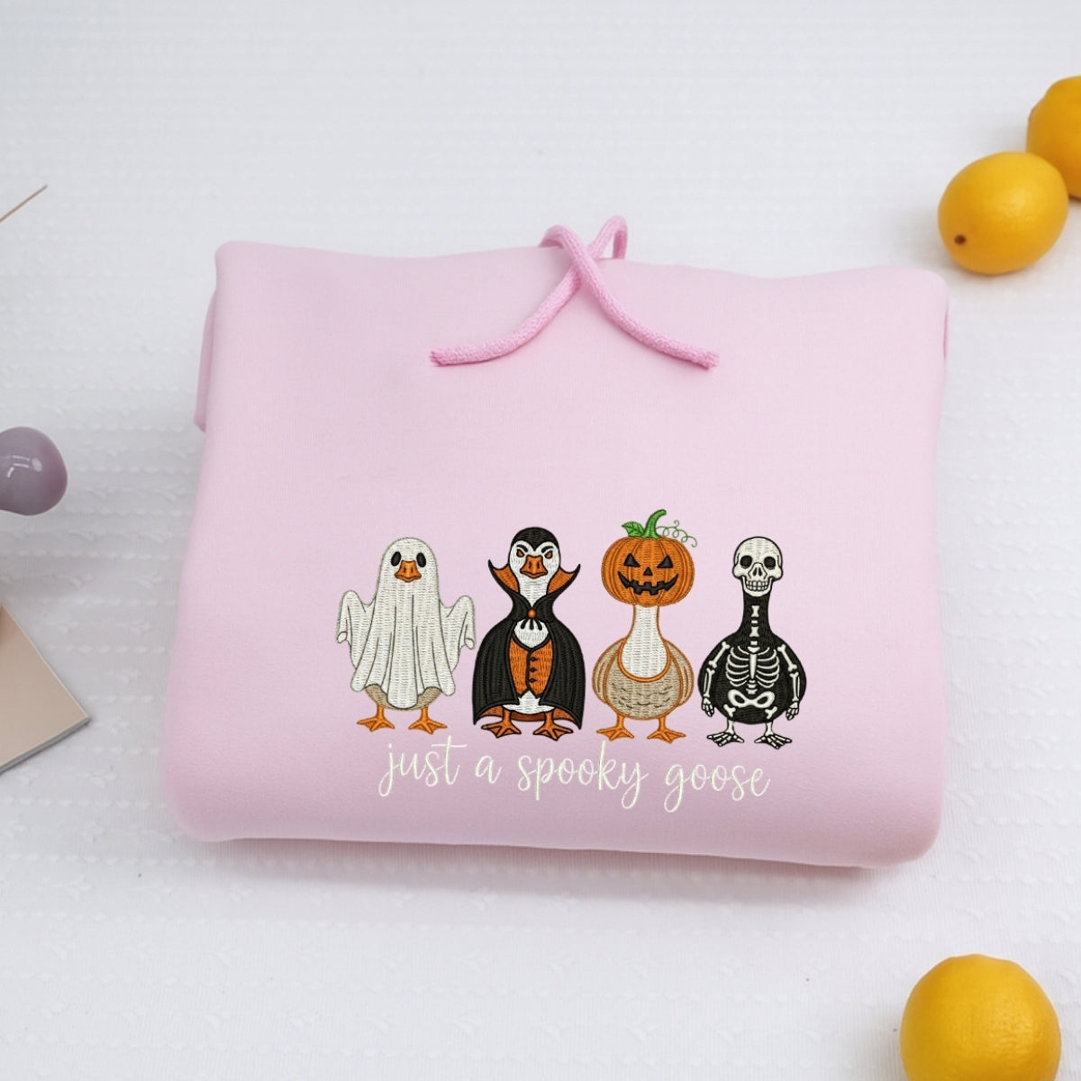 Just A Spooky Goose Custom Sweatshirts - Halloween Geese Embroidered Apparel - Perfect Cute Halloween Gift