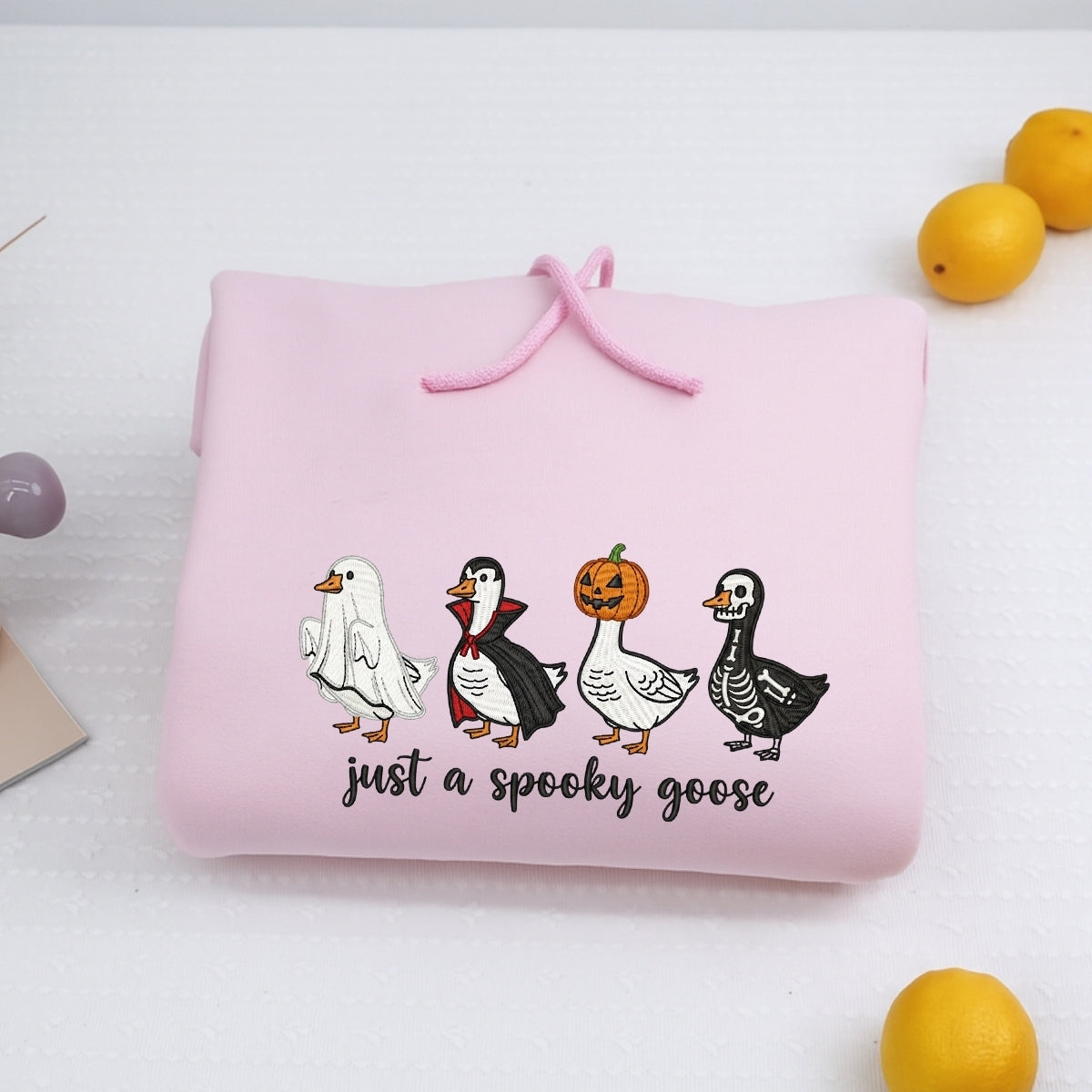 Just A Spooky Goose Halloween Hoodies - Funny Costume Geese Embroidered Sweatshirts - Perfect Halloween Gift