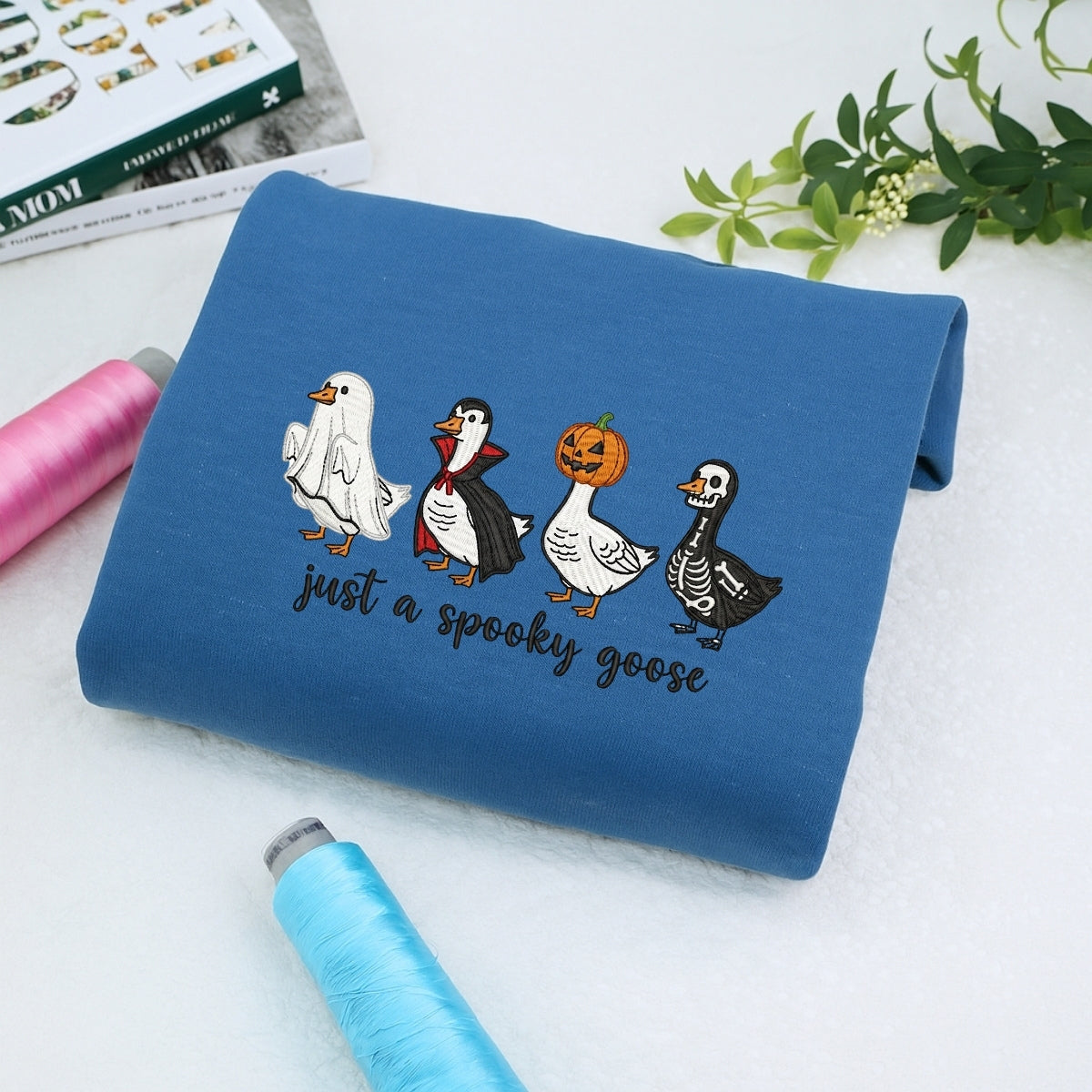 Just A Spooky Goose Halloween Hoodies - Funny Costume Geese Embroidered Sweatshirts - Perfect Halloween Gift