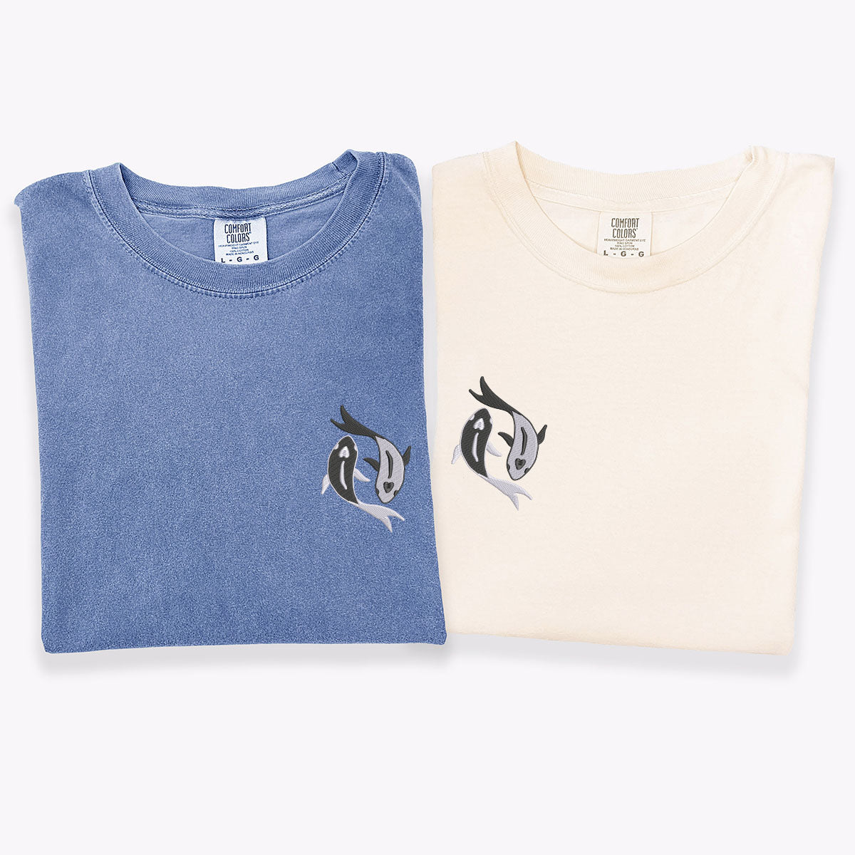 Individuell bestickte Koi-Fische Yin Yang passende T-Shirts für Paare