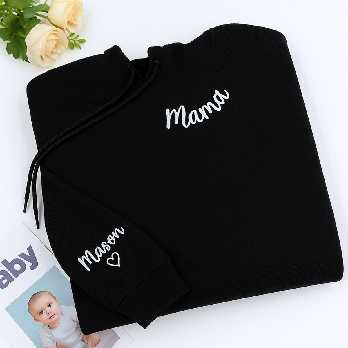 Individuell bestickte Engel- und Dämonenkatze-Kapuzenpullover für Paare