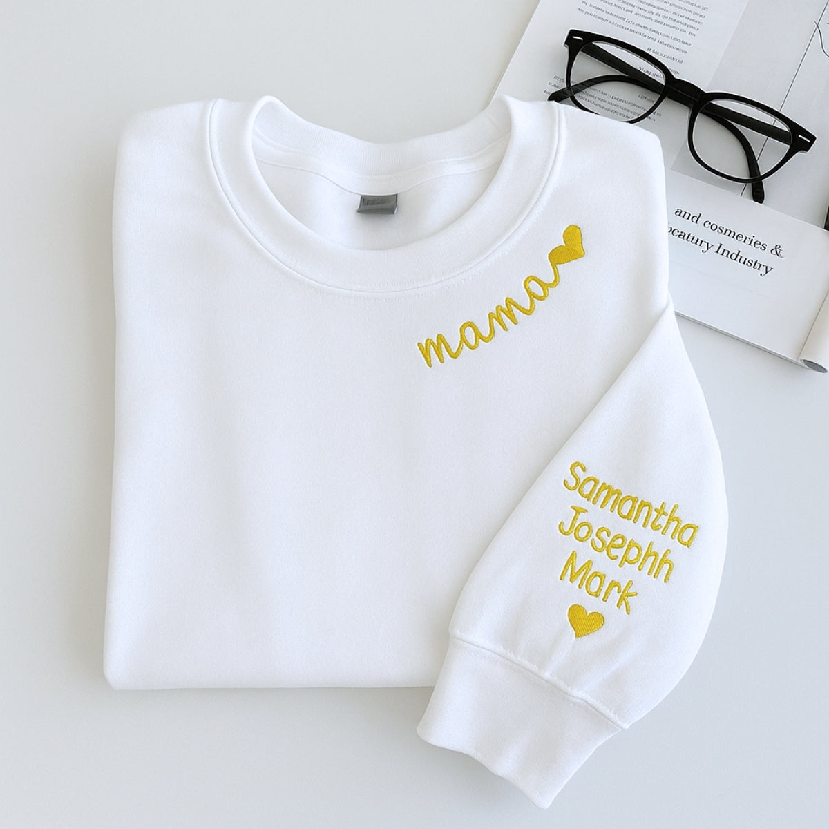 Mama Custom Hoodies with Kids Names - Personalized Mom Embroidered Sweatshirts - Perfect Mother's Day Gift