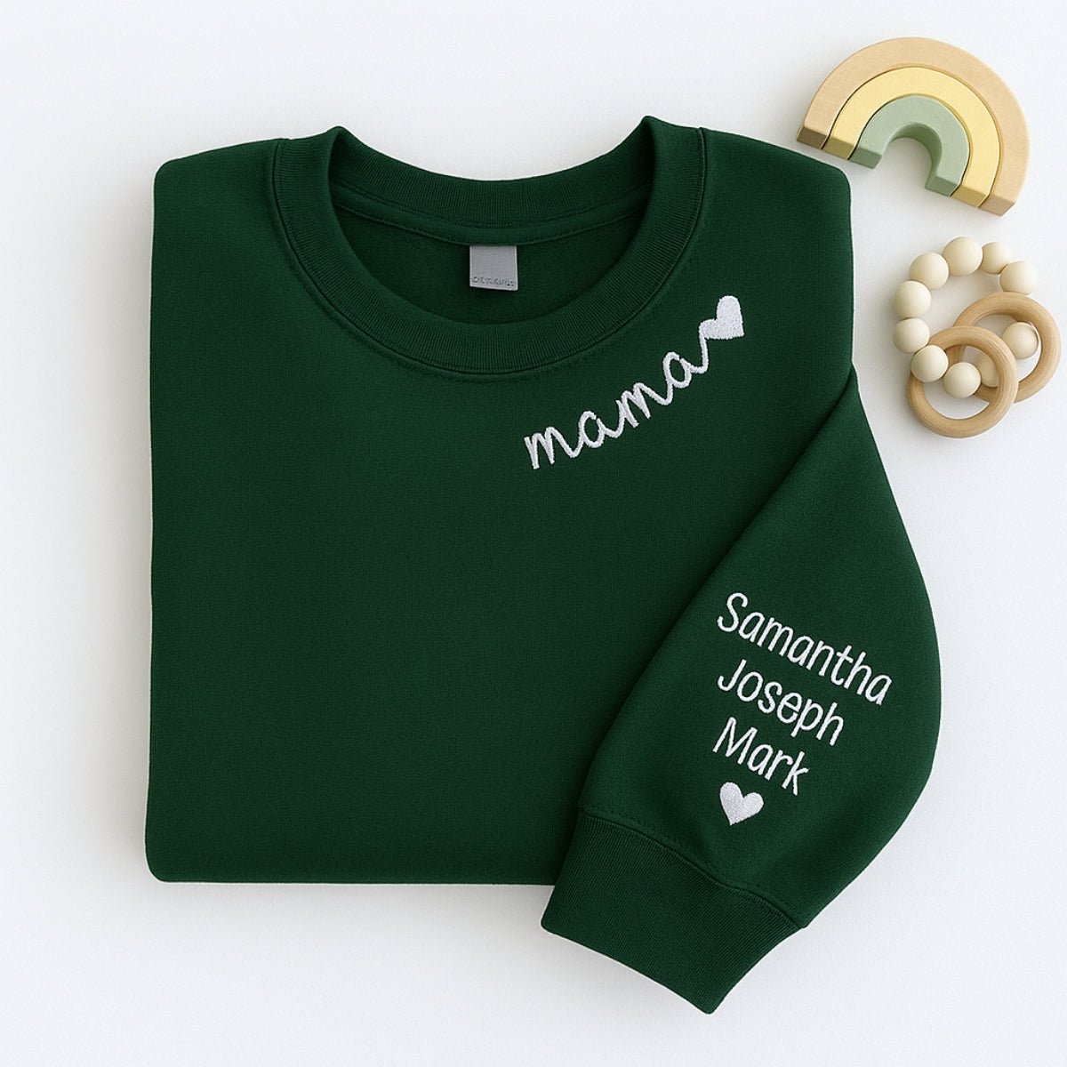 Mama Custom Hoodies with Kids Names - Personalized Mom Embroidered Sweatshirts - Perfect Mother's Day Gift