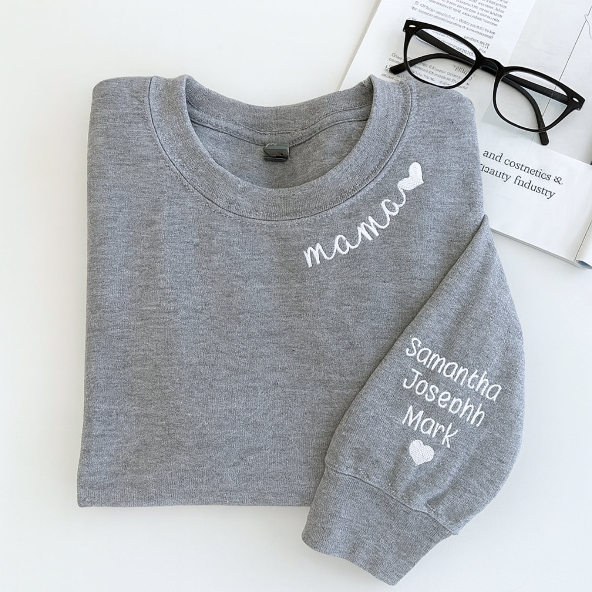 Mama Custom Hoodies with Kids Names - Personalized Mom Embroidered Sweatshirts - Perfect Mother's Day Gift