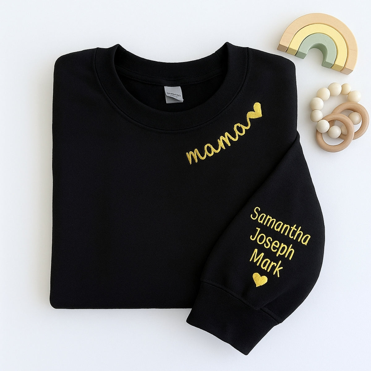 Mama Custom Hoodies with Kids Names - Personalized Mom Embroidered Sweatshirts - Perfect Mother's Day Gift