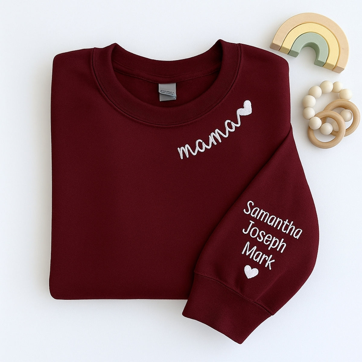 Mama Custom Hoodies with Kids Names - Personalized Mom Embroidered Sweatshirts - Perfect Mother's Day Gift