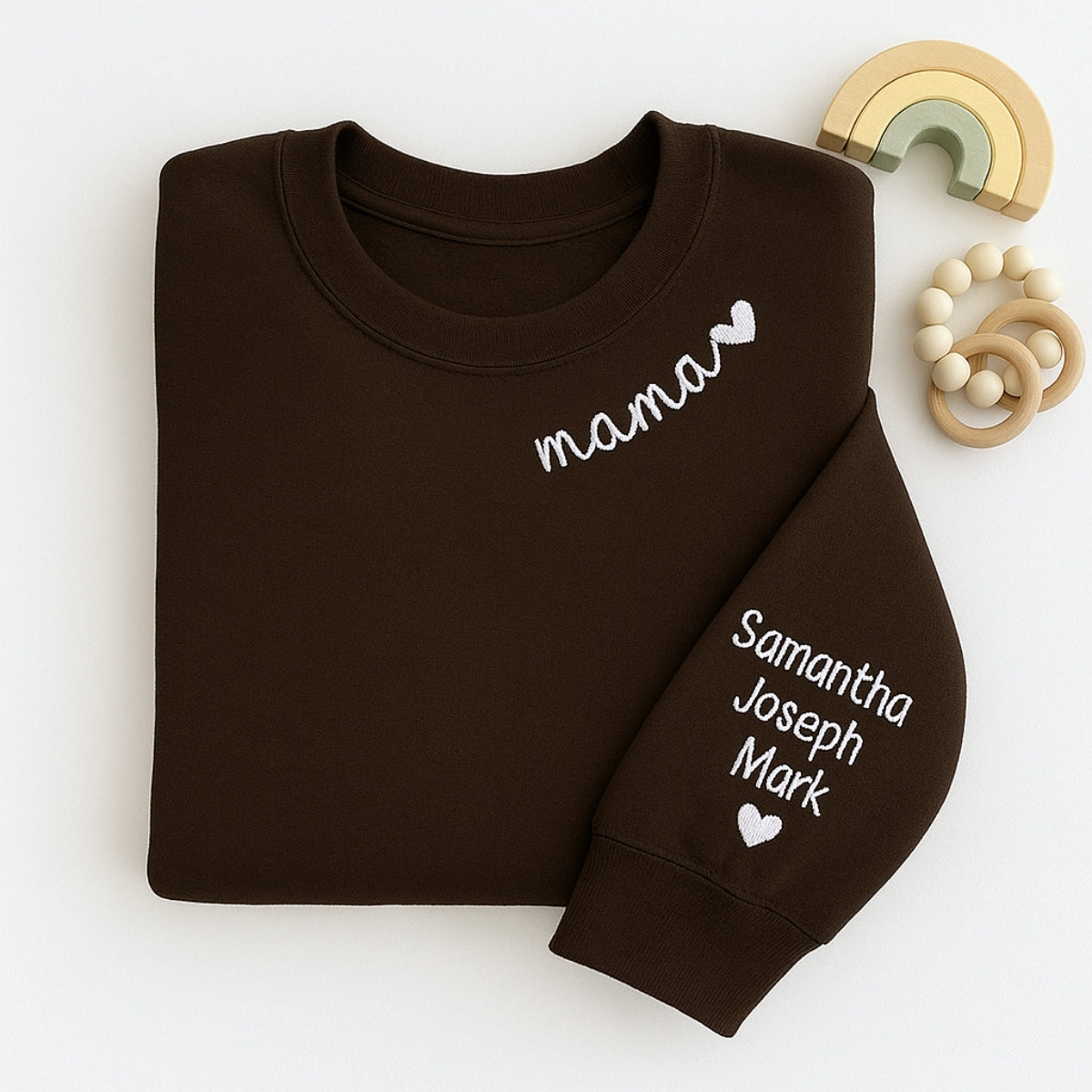 Mama Custom Hoodies with Kids Names - Personalized Mom Embroidered Sweatshirts - Perfect Mother's Day Gift