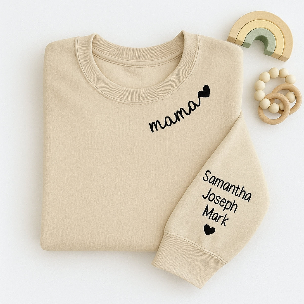 Mama Custom Hoodies with Kids Names - Personalized Mom Embroidered Sweatshirts - Perfect Mother's Day Gift