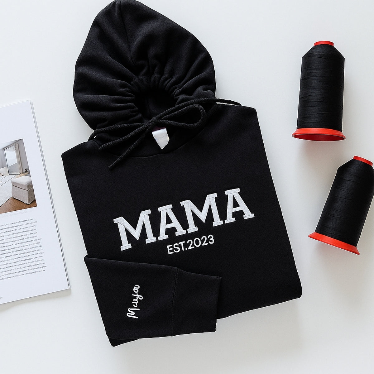 Individuell bestickte Engel- und Dämonenkatze-Kapuzenpullover für Paare