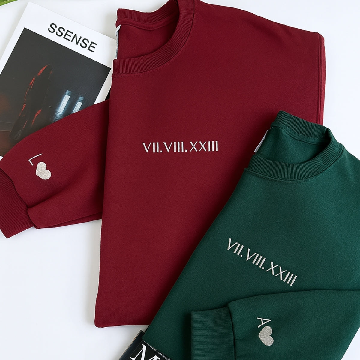Matching Anniversary Hoodies - Custom Roman Numeral Couples Embroidered Sweatshirts - Wedding Gift