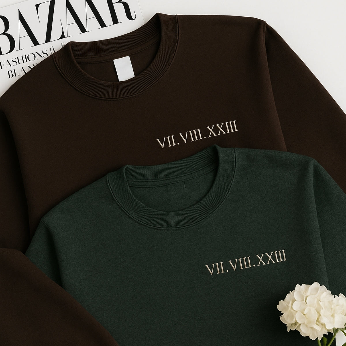 Matching Anniversary Hoodies - Custom Roman Numeral Couples Embroidered Sweatshirts - Wedding Gift